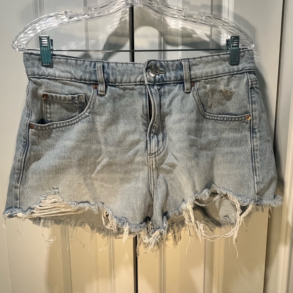 Garage Light Blue Distressed Jean Shorts